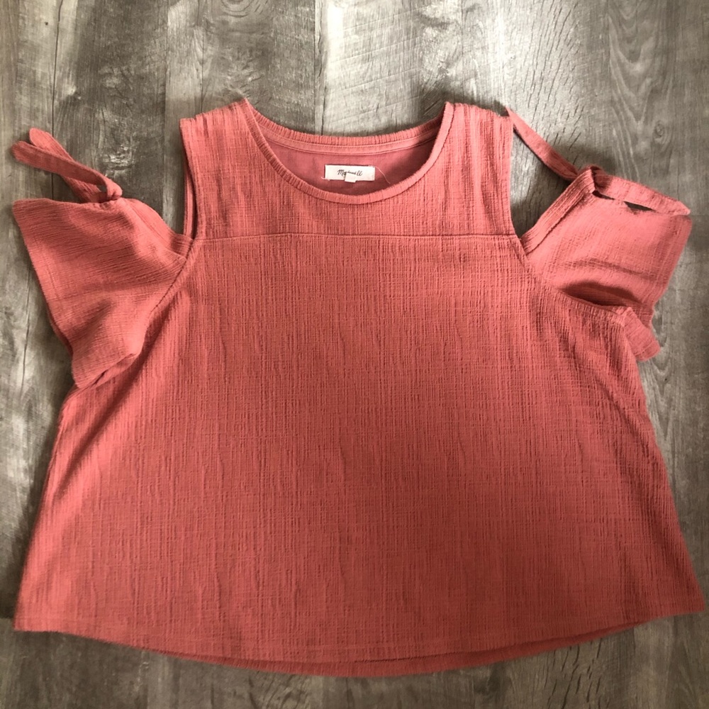Madewell textured shoulder tie top